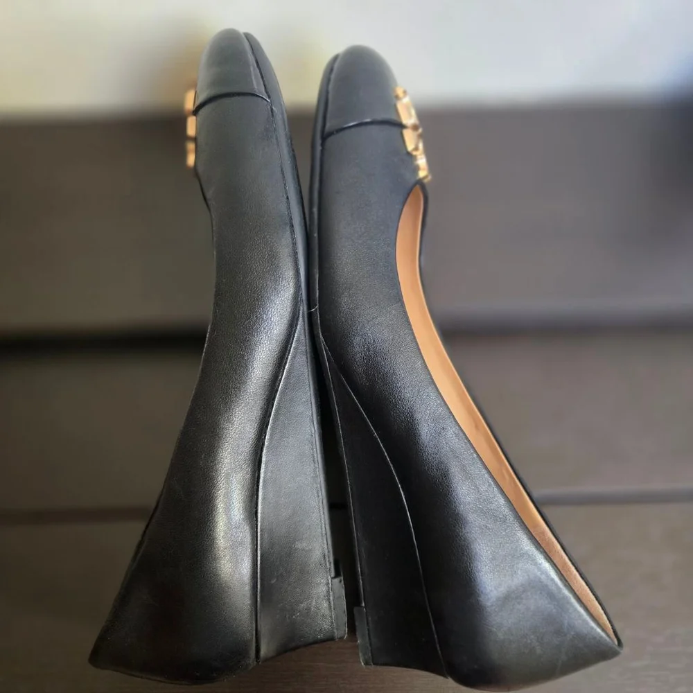 Tory Burch Black Wedge EVERLY 35MM CAP TOE perfectly black 8